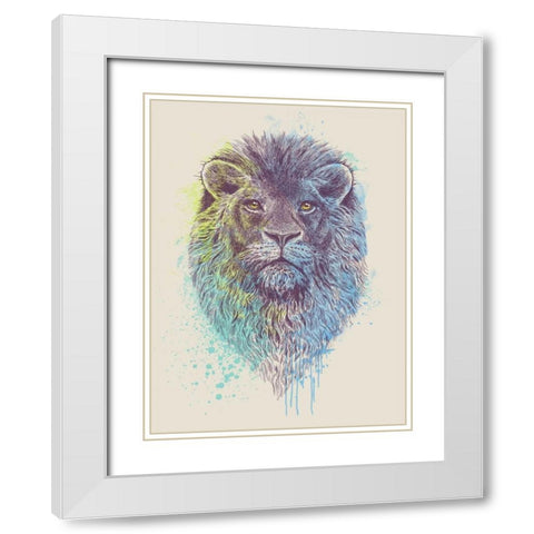 Lion King White Modern Wood Framed Art Print with Double Matting by Caldwell, Rachel