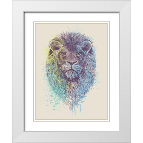 Lion King White Modern Wood Framed Art Print with Double Matting by Caldwell, Rachel