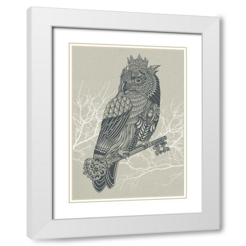 Owl King White Modern Wood Framed Art Print with Double Matting by Caldwell, Rachel