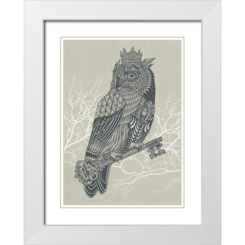 Owl King White Modern Wood Framed Art Print with Double Matting by Caldwell, Rachel