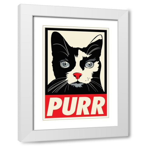 Purr Propaganda White Modern Wood Framed Art Print with Double Matting by Caldwell, Rachel