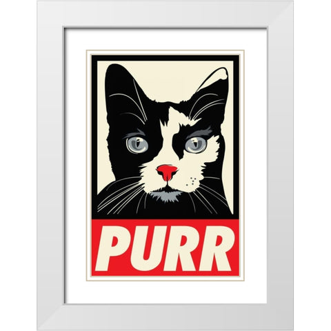 Purr Propaganda White Modern Wood Framed Art Print with Double Matting by Caldwell, Rachel