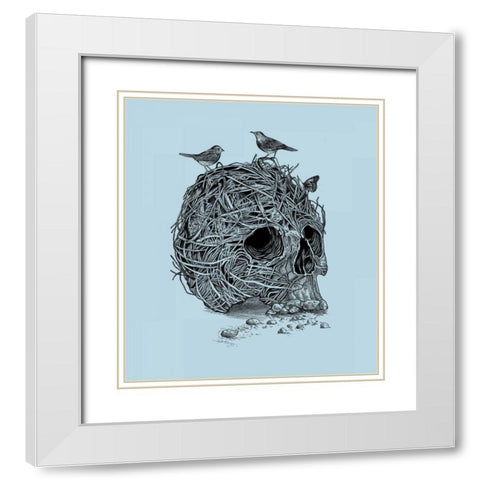 Skull Nest White Modern Wood Framed Art Print with Double Matting by Caldwell, Rachel