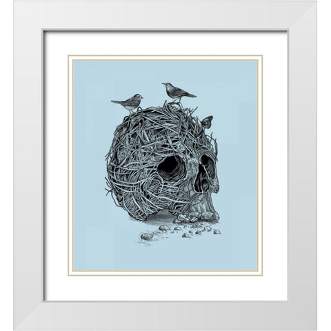 Skull Nest White Modern Wood Framed Art Print with Double Matting by Caldwell, Rachel
