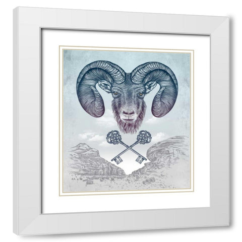Ram White Modern Wood Framed Art Print with Double Matting by Caldwell, Rachel