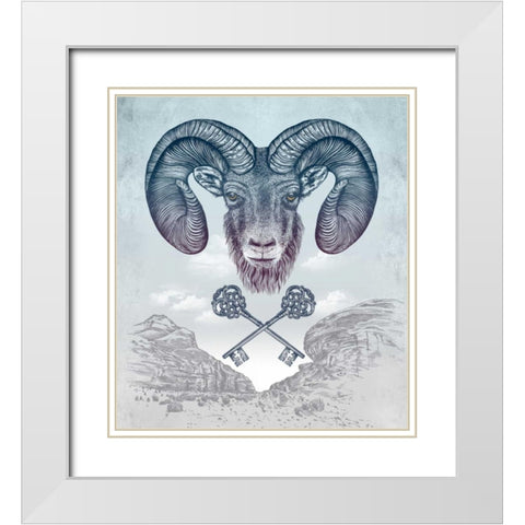 Ram White Modern Wood Framed Art Print with Double Matting by Caldwell, Rachel