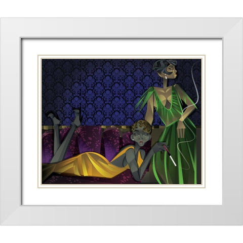 Two Women White Modern Wood Framed Art Print with Double Matting by Campbell, Jaleel