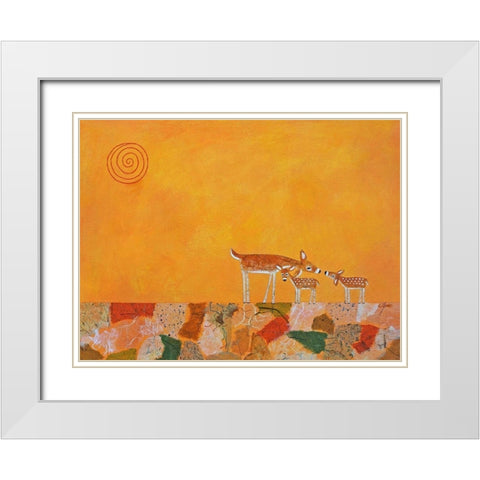 Fawns At Dawn White Modern Wood Framed Art Print with Double Matting by Craig, Casey