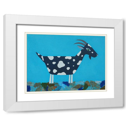 Fergus The Goat White Modern Wood Framed Art Print with Double Matting by Craig, Casey