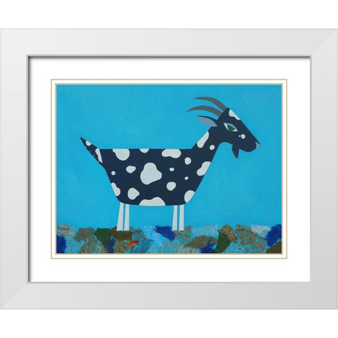 Fergus The Goat White Modern Wood Framed Art Print with Double Matting by Craig, Casey
