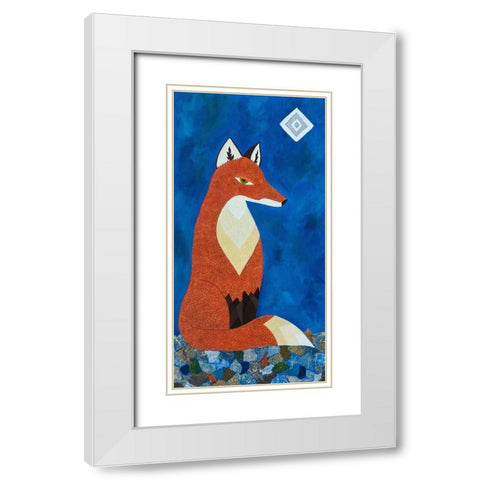Fox Under Diamond Moon White Modern Wood Framed Art Print with Double Matting by Craig, Casey