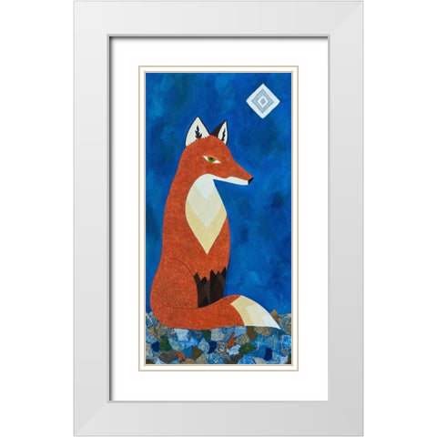 Fox Under Diamond Moon White Modern Wood Framed Art Print with Double Matting by Craig, Casey