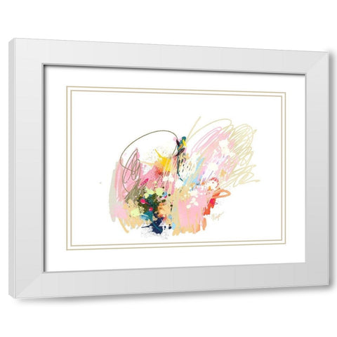Pink Abstract White Modern Wood Framed Art Print with Double Matting by Christine, Niya
