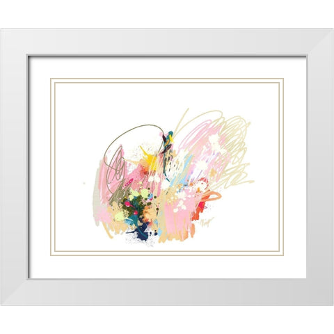 Pink Abstract White Modern Wood Framed Art Print with Double Matting by Christine, Niya