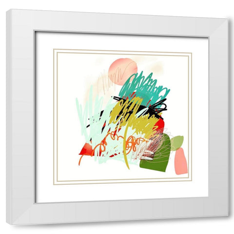 Happy Hills White Modern Wood Framed Art Print with Double Matting by Christine, Niya