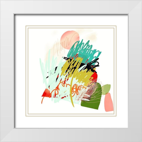 Happy Hills White Modern Wood Framed Art Print with Double Matting by Christine, Niya