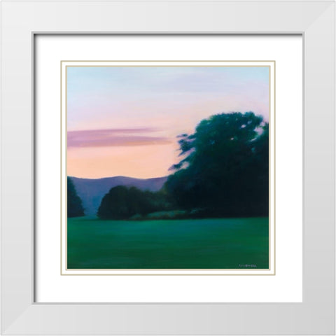 Lawn at Twilight White Modern Wood Framed Art Print with Double Matting by Caldwell, Carolyn