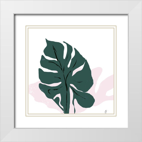 Pink Shadow White Modern Wood Framed Art Print with Double Matting by Christine, Niya