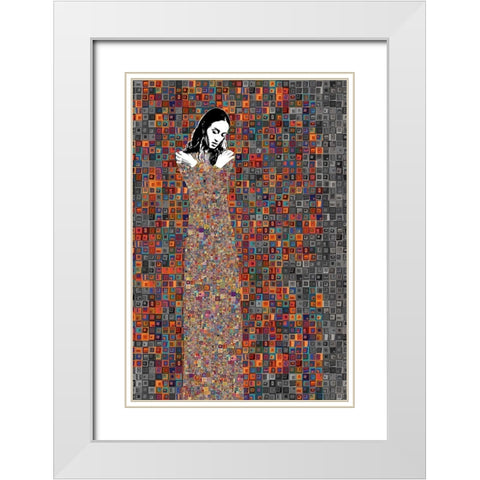 El Abrazo White Modern Wood Framed Art Print with Double Matting by Cacho, Jose