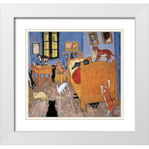 Van Gogh Arles Cat White Modern Wood Framed Art Print with Double Matting by Chameleon Design, Inc.