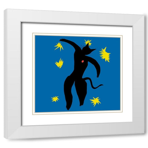 Matisse Cat White Modern Wood Framed Art Print with Double Matting by Chameleon Design, Inc.