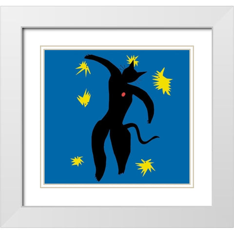 Matisse Cat White Modern Wood Framed Art Print with Double Matting by Chameleon Design, Inc.