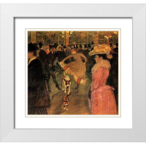 Toulouse-Lautrec Dog White Modern Wood Framed Art Print with Double Matting by Chameleon Design, Inc.