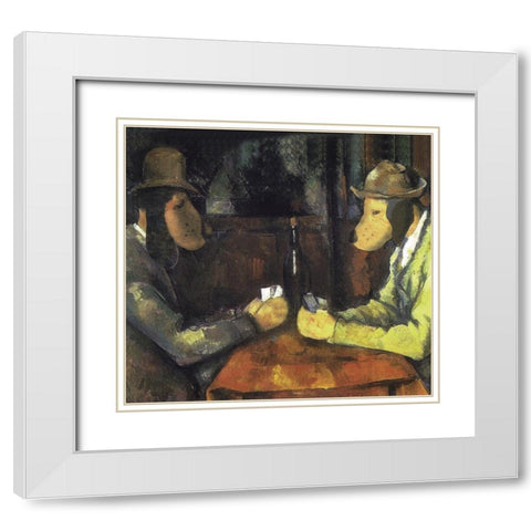 Poker Playing Dogs White Modern Wood Framed Art Print with Double Matting by Chameleon Design, Inc.