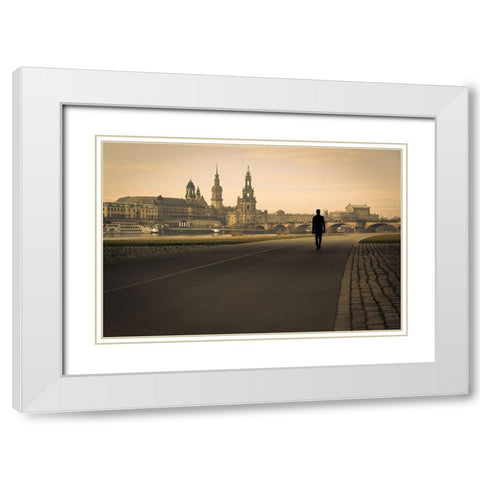 Dresden Symphony White Modern Wood Framed Art Print with Double Matting by Corso, Stefano
