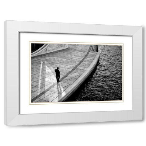 Edges White Modern Wood Framed Art Print with Double Matting by Corso, Stefano
