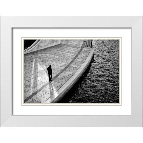 Edges White Modern Wood Framed Art Print with Double Matting by Corso, Stefano