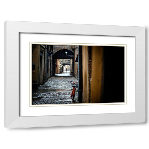 Chains White Modern Wood Framed Art Print with Double Matting by Corso, Stefano