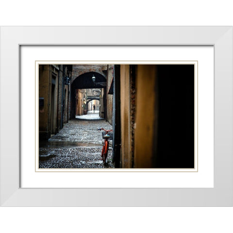 Chains White Modern Wood Framed Art Print with Double Matting by Corso, Stefano