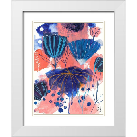 Blumen Blues White Modern Wood Framed Art Print with Double Matting by Capri, Corina