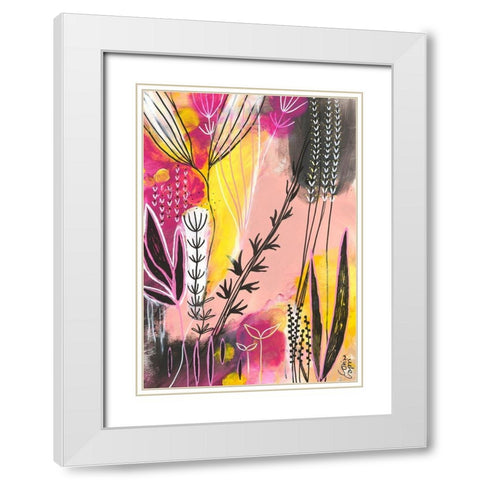 Spring In Pink White Modern Wood Framed Art Print with Double Matting by Capri, Corina