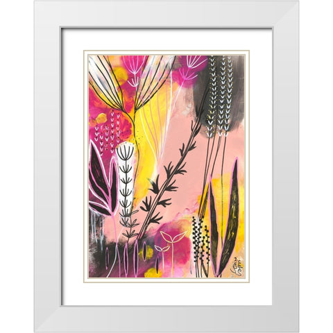 Spring In Pink White Modern Wood Framed Art Print with Double Matting by Capri, Corina