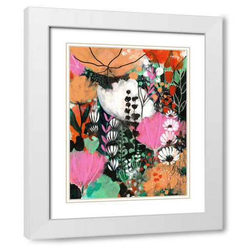 Strawberry Moon White Modern Wood Framed Art Print with Double Matting by Capri, Corina