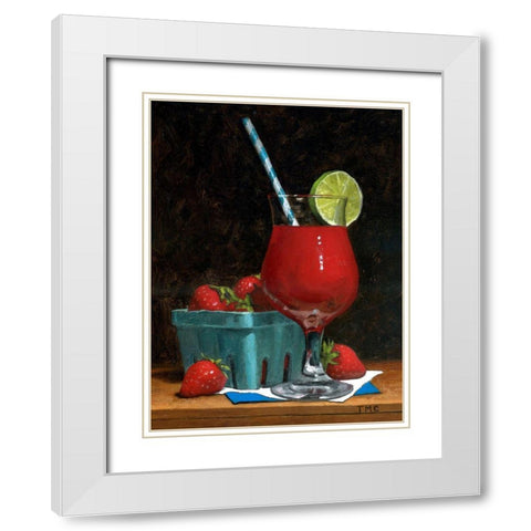 Strawberry Daquiri White Modern Wood Framed Art Print with Double Matting by Casey, Todd M.