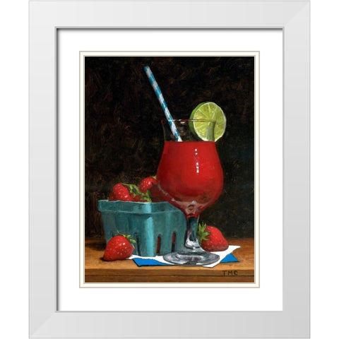Strawberry Daquiri White Modern Wood Framed Art Print with Double Matting by Casey, Todd M.