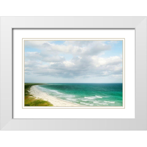 Coastal Blue White Modern Wood Framed Art Print with Double Matting by Colligan, Lynann
