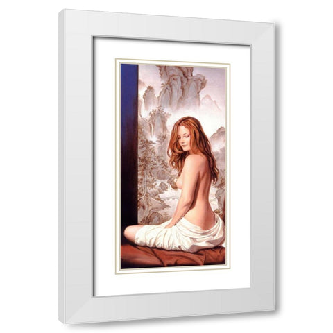 Paradise White Modern Wood Framed Art Print with Double Matting by Campos, Edson