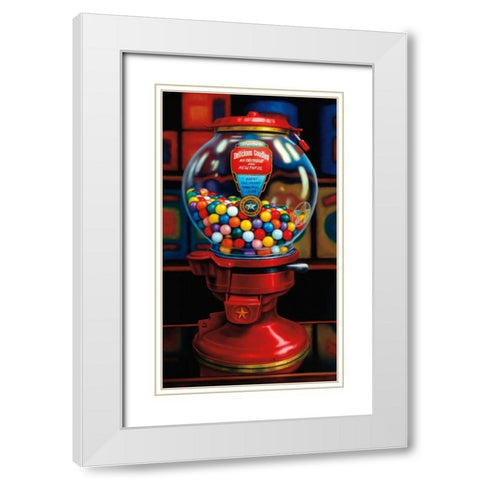 Gumball Machine IV White Modern Wood Framed Art Print with Double Matting by Colletta, TR