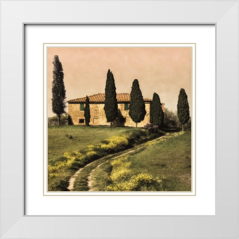 Tuscan Farmhouse White Modern Wood Framed Art Print with Double Matting by Carmel, Elizabeth