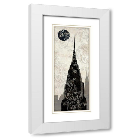 Moon over New York White Modern Wood Framed Art Print with Double Matting by Color Bakery