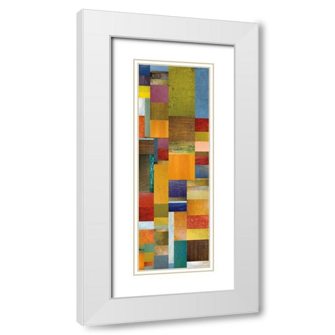 Color Panels with Olives Stripes White Modern Wood Framed Art Print with Double Matting by Calkins, Michelle