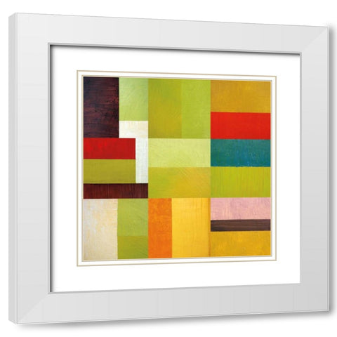 Color Study Abstract 1 White Modern Wood Framed Art Print with Double Matting by Calkins, Michelle