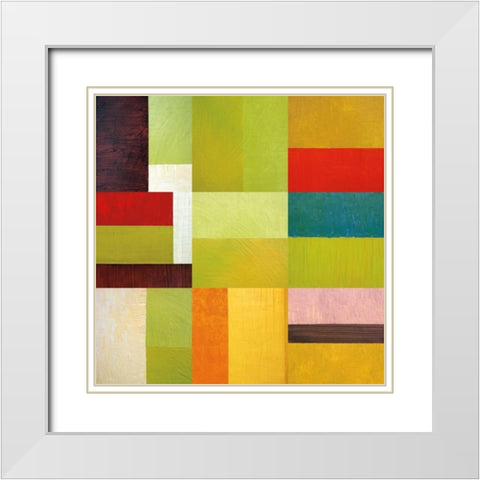 Color Study Abstract 1 White Modern Wood Framed Art Print with Double Matting by Calkins, Michelle