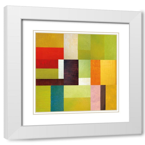 Color Study Abstract 2 White Modern Wood Framed Art Print with Double Matting by Calkins, Michelle