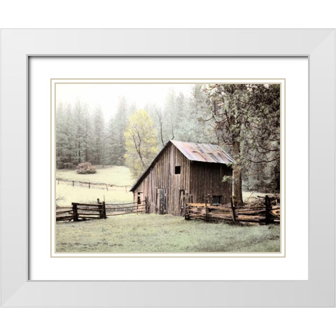 Barn near Sonora White Modern Wood Framed Art Print with Double Matting by Culver, Laura
