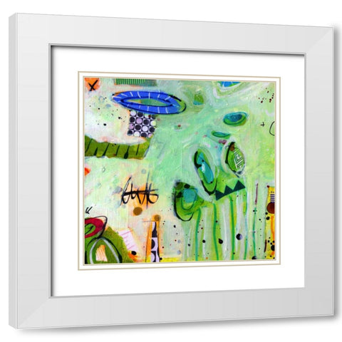 Ms. Alice and Peeps Long Story No.9 White Modern Wood Framed Art Print with Double Matting by Cochran, Gina